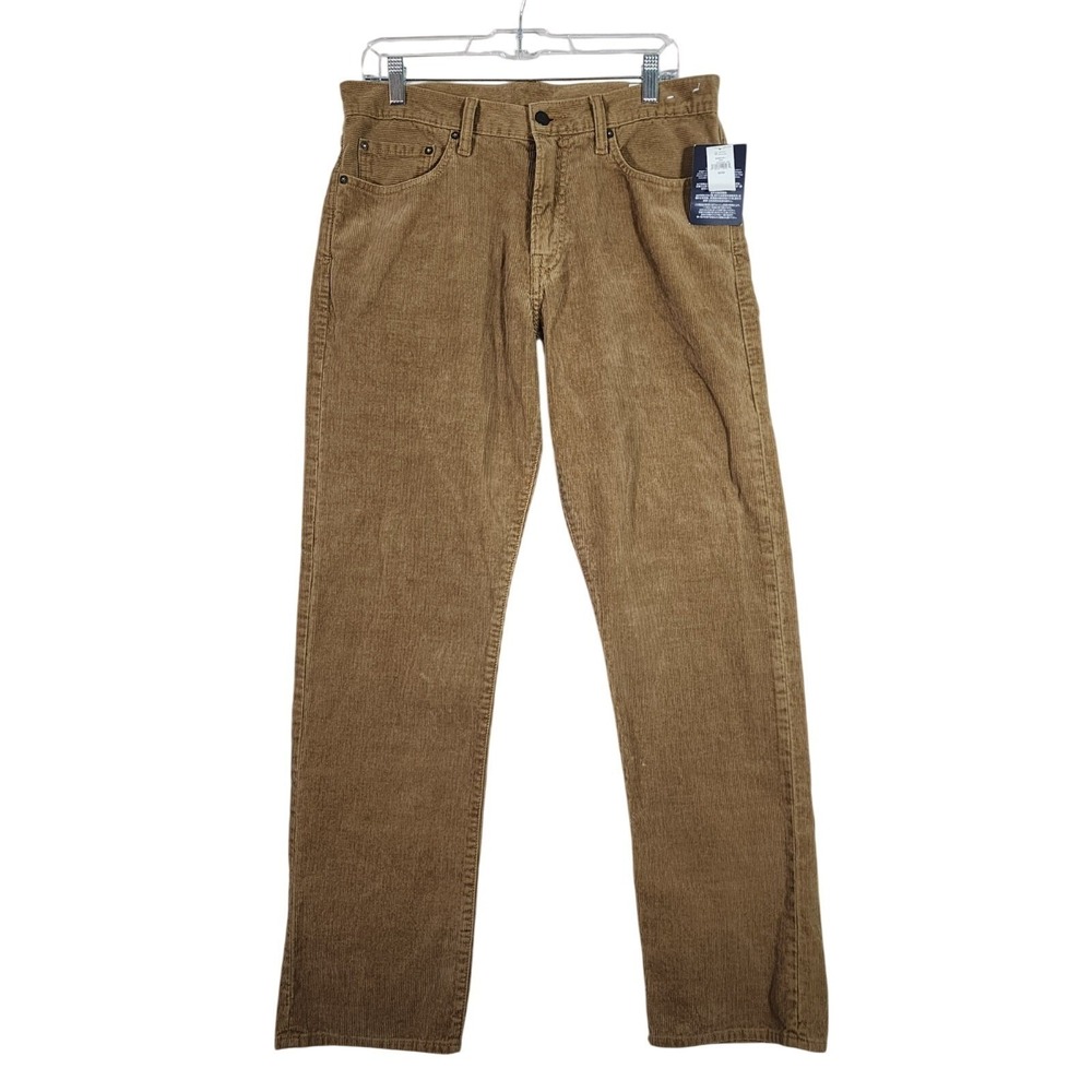 Gap NWT Mens 32x32 Corduroy Pants Tan Brown Relaxed Straight Leg 5 Pocket Casual